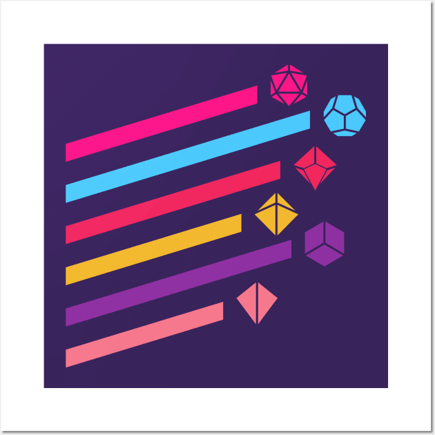 Synthwave 80s Polyhedral Dice Set Wall Art by dungeonarmory